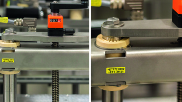 Height adjustment of sleeve brush with trapezoidal lead screw nut and RJMP solid plastic bearing